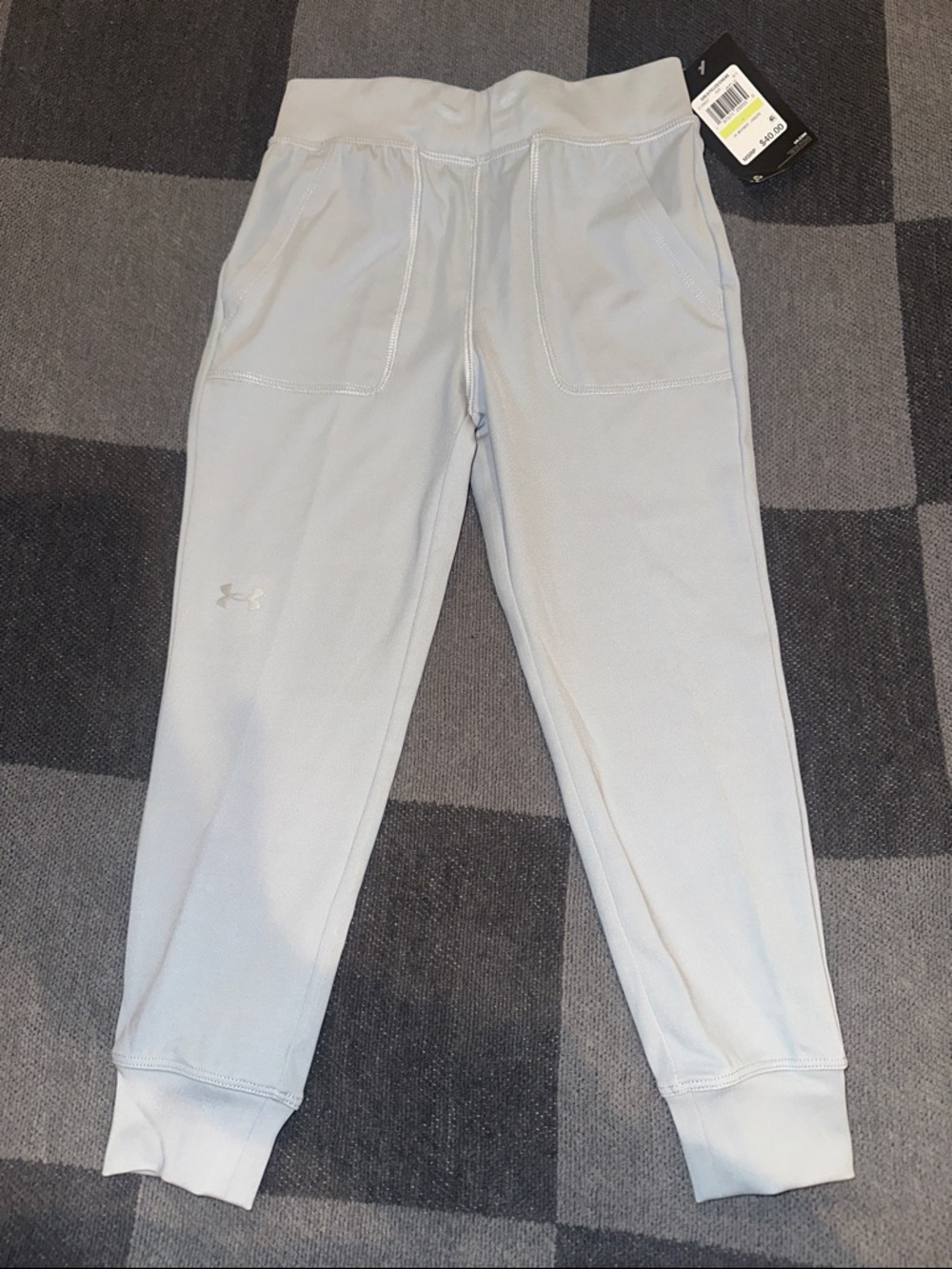 Under Armour Pale Gray Athletic Jogger Pants Girls Size 4